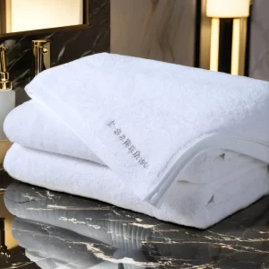 Satin Bath Towel Set White Soft Cotton with Plaid Solid Pattern Nonwoven Technics Bamboo Hotel and Spa Supplies