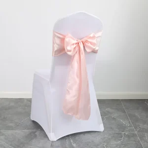 Satin Chair Sash With Bow & Floral Back Decor for Wedding Banquet Chairs