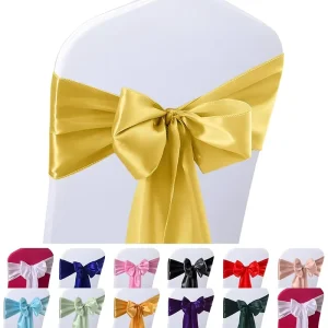 Satin Chair Sash for Wedding Decoration Chair Knot Cover Chairs Bow Ties for Party Rustic Wedding Decor DIY Bands