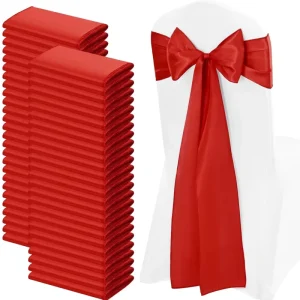 Satin Chair Sashes Bows Chair Ribbon Ties Back Sash for Wedding Party Events Banquet Chair Cover Decoration
