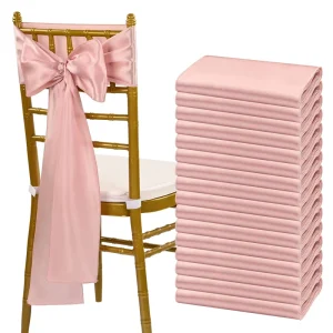 Satin Chair Sashes Bows Universal Chair Cover for Wedding Reception Restaurant Banquet Party Hotel Event Decorations Rose Gold