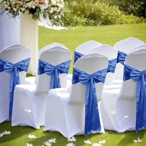 Satin Chair Sashes and Bows Wedding Party Events Banquet Chair Cover Decoration