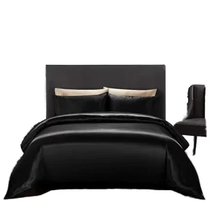 Satin Microfiber Duvet Cover Set Luxury Reversible Stain Resistant Wrinkle Free Super Soft Solid Color 2 Piece (1 Duvet