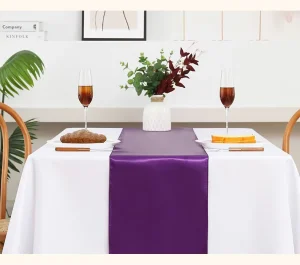 Satin Plain Multi Colors Cheese Cloth Table Runner Rectangle Purple Table Runner for Wedding Dining Table