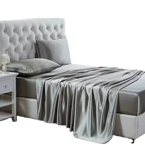 Satin Queen Size Bedding Set 4 Piece Including Pillowcase Flat Fitted Sheets Silky Soft Printed Pattern 8 Colors Polyester Woven