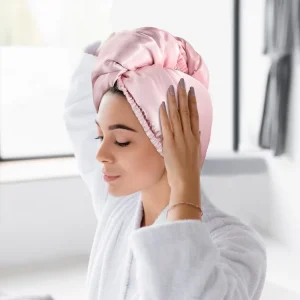 Satin Silk Quick Drying Hair Turban Towel Microfiber Quick Dry Satin Silk Hair Towel Wrap