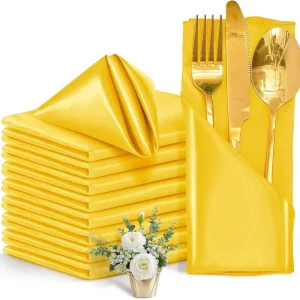 Satin Table Cloth Napkins Wedding Dinner Hotel Restaurant Party Banquet Reusable Washable Square Accessories Soft Handkerchief