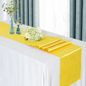 Satin Table Runner 30x275cm for Wedding Party Customized Color and Logo Washable Reusable for Hotel Restaurant Use