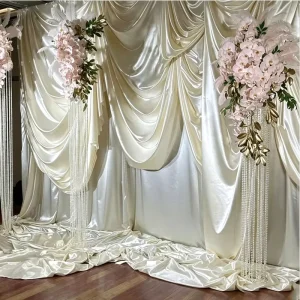 Satin Wedding Backdrop Curtain Stage Arch Curtain Wedding Banquet Decoration Base Cloth Stage Wave Drapery