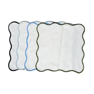 Scalloped Linen Cocktail Napkin Wedding Napkins Scallop Handkerchief Scallop Edge Placemat Trim Logo Custom Dinner Napkin