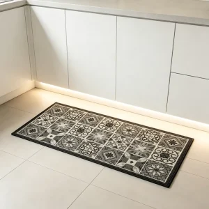 Scandinavian Geometric Printed Doormat Thin 4mm Anti Tripping Entrance Mat for Modern Kitchen and Laundry Room