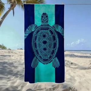 Sea Turtle Beach Towel Polyester Digital Print Oversized Quick Dry Lightweight Sand Free Travel
