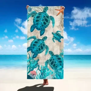 Sea Turtle Pattern Super Fine Fiber Beach Towel High Quality Absorbent Beach Towel Can Be Customization