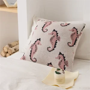 Seahorse Style 100% Cotton GB31701 Class A Standard Soft Breathable Sofa Decorative Throw Cushion Pillow Cover