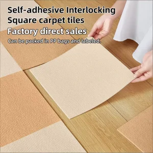 Self-Adhesive Polyethylene Carpet Tiles Non-Slip Easy to Clean Wear Resistant for Bedroom LivingRoom