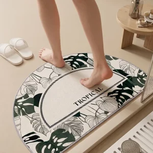 Semi Circle Bathroom Mat Non Slip Quick Dry Shower Rug Machine Washable Soft Absorbent Floor Mat Bathroom Entryway Home Decor