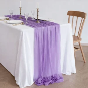 Semi-transparent Light Purple Chiffon Table Runner Wedding Party Banquet Home Decoration Gauze Tablecloth