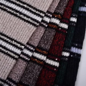Sequin 99% Polyester 1% Spandex Yarn Dyed 155cm 320gsm Knitted Striped Fabrics