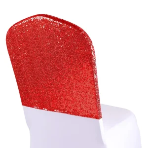 Sequin Chair Back Covers Rose Gold Folding Chair Covers Sashes for Party Wedding Banquet Reception Decorations