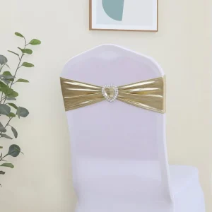Sequin Chair Sashes Bow Ties with Buckle Slider for Wedding Reception Hotel Event Banquet