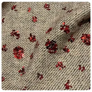 Sequin Embroidered 100% Man made Fiber Hongkong Tweed Textile Woven Fabric for Ladies Elegant Suit Vest Jacket Custom
