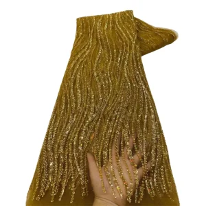 Sequin Embroidered Knitted 100% Polyester Breathable Mesh Lace Quilted Skirt Fabric for Women Accessories