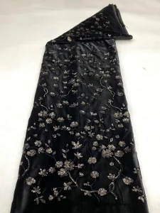 Sequin Velvet Fabric Shiny 3mm Embroidery on Korean Velvet Material for Cheongsam and Elegant Women’s Suits