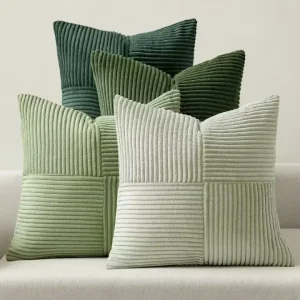 Set 4 Velvet Cushion Covers Soft Decorative Pillow Covers Modern Sofa Living Room Bedroom Green Series