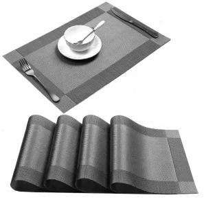 Set of 4 Placemat Heat Resistant Woven Vinyl Non slip Insulation Kitchen Place Mats Washable Dining Table Mats
