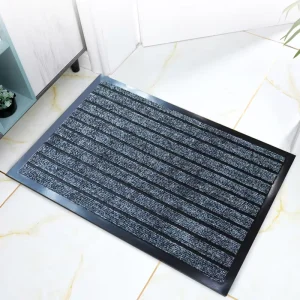 Seven Ribs Design Front Door Mat with PVC Backing Dustproof Water Absorbent Polyester Material Door Mat
