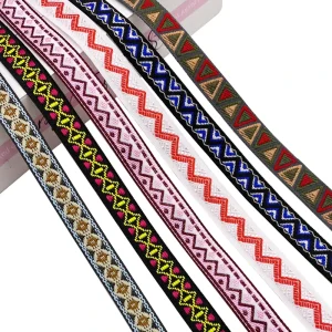 Sewing Embroidered Ribbon Jacquard Webbing Belt Custom Design Custom 1.5cm And1.7cm Woven 100% Polyester Sustainable
