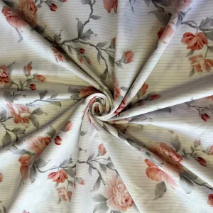 Shabby Chic Woven Rose Print Peach Skin Fabric Breathable Lightweight 100% Polyester OEKO TEX Certified for Home Decor Bedding