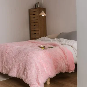 Shaggy Faux Fur Throw Blanket Fluffy Plush Blanket Solid Color Warm Cozy Sofa Bed Decorative Blanket for Winter Nap Travel