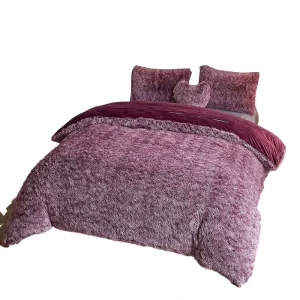 Shaggy Fluffy Faux Fur Duvet Cover Set Button Closure Velvety Bedding Set Comforter Cover with Pillowcase