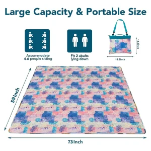 Shake Off Sand Gradient Foldable Portable 3 Layer Double Sided Waterproof Picnic Mattress Blanket for Family Outdoor Use