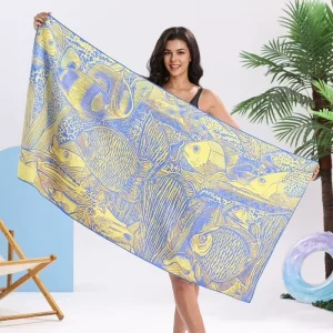Shaohua Custom Polyester Microfiber Cartoon Tropical Beach Towel Super Absorbent Quick Dry Durable Sand Free Travel Summer Use