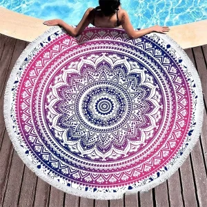 Shaohua Digital Printed Quick Dry Polyester Microfiber Round Beach Towels Tropical Style Summer Personalized Patterns Travel Use