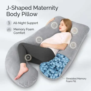 Shaped Shredded Memory Foam Maternity Body Pillow 58 Inch Full Body Support Pregnancy Pillow for Sleeping & Nursing OEM