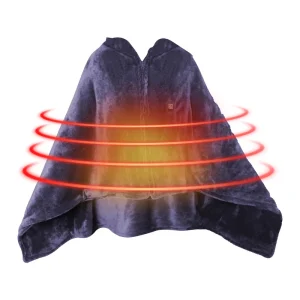 Shawl Hooded Electric Heated Flannel Woven 100% Polyester Wearable Blanket Modern Solid OEKO-TEX Certified