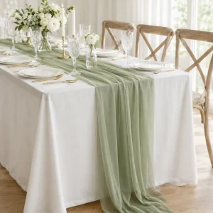 Sheer Chiffon Table Runner for Wedding Party Event Decoration Custom Size Color Gauze Dining Table Decor