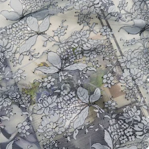 Sheer Mesh Pink Eco Friendly Jacquard Polyester French Guipure Lace Fabric for Lingeries Underwear Wedding Dress