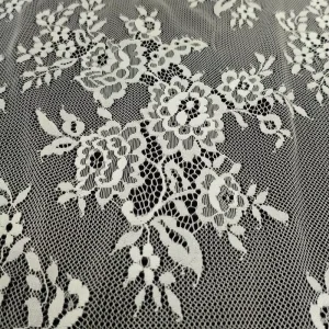 Sheer White Nylon Hollow Mesh Lace Fabric Solid Plain Light Fabric for Women Wedding Evening Dress