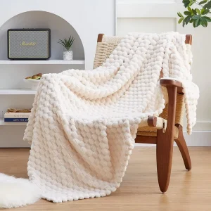 Shell Jacquard Raschel Blanket Cozy Soft Lightweight Fuzzy 100% Polyester Knitted Eco Friendly for All Seasons