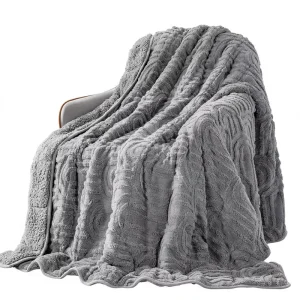 Sherpa Fleece Flannel Adult Weighted Blanket 15 Lbs Dual-Sided Quilted Therapy Soft Fuzzy Heavy Modern Hospital Home