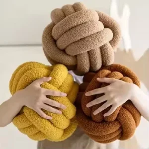 Sherpa Modern Woven Decorative Pillows Soft Round Plush Boucle Knot Ball Pillow for Bed Couch Sofa Knotted Ball Cushion