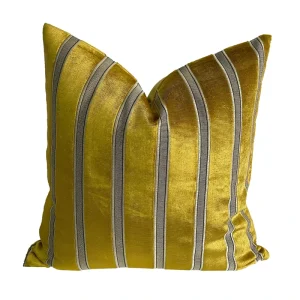 Shiny Gold Velvet Throw Pillow Covers Striped Embroidery Cut Velvet Cushion Case Luxury Modern Throw Pillow Cover