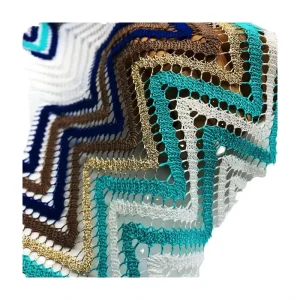 Shiny Metallic Large Wave Jacquard Fabric 120gsm 100% Polyester Warp Knitted Stretch Popular for Sportswear Clothing