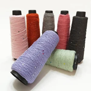 Shiny Rainbow Glitter Sequin Lurex Spun Yarn 15S 2 Acrylic Fancy Knitting Yarn Customized Color for Sweater Knitting