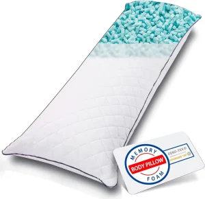 Shredded Memory Foam Body Pillow Fluffy Full Body Pillows for Adults Large Long Bed Pillow Insert for Sleeping