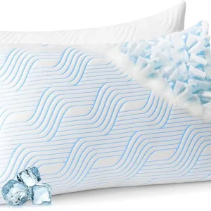 Shredded Memory Foam Pillow Adjustable Cooling Firm Bed Pillow for Hot Sleepers Side Back Stomach Sleepers with Removable Cover